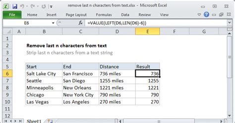 Excel: Remove first or last characters (from left or right).